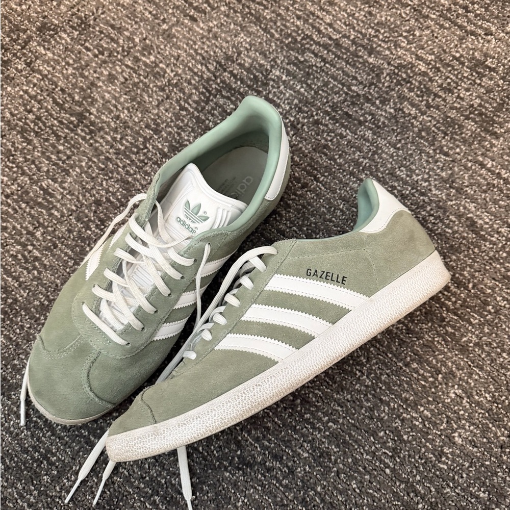 Adidas Gazelle Mint Green and White Sneakers